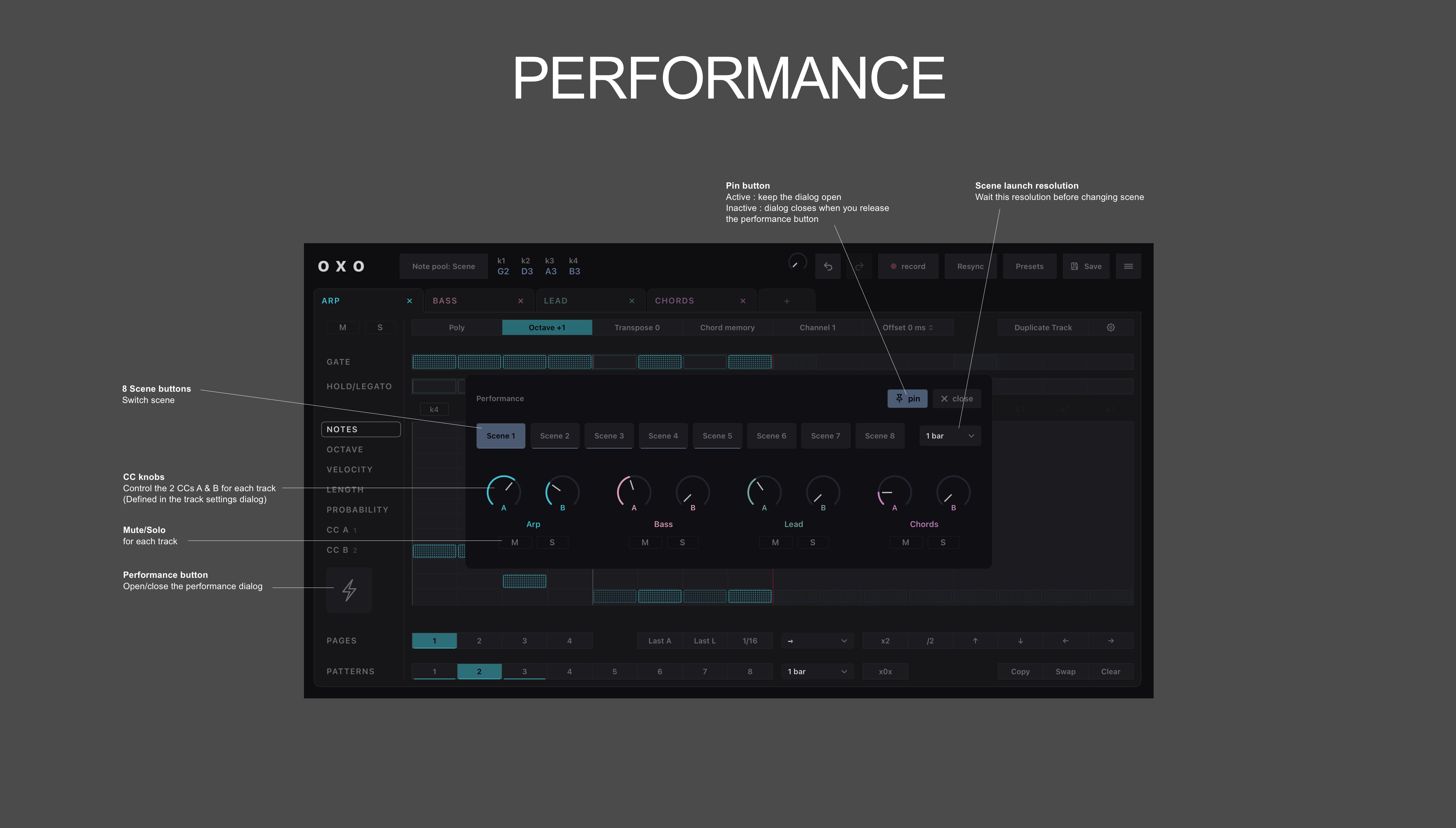 Oxo Steps manual screenshot: performance page